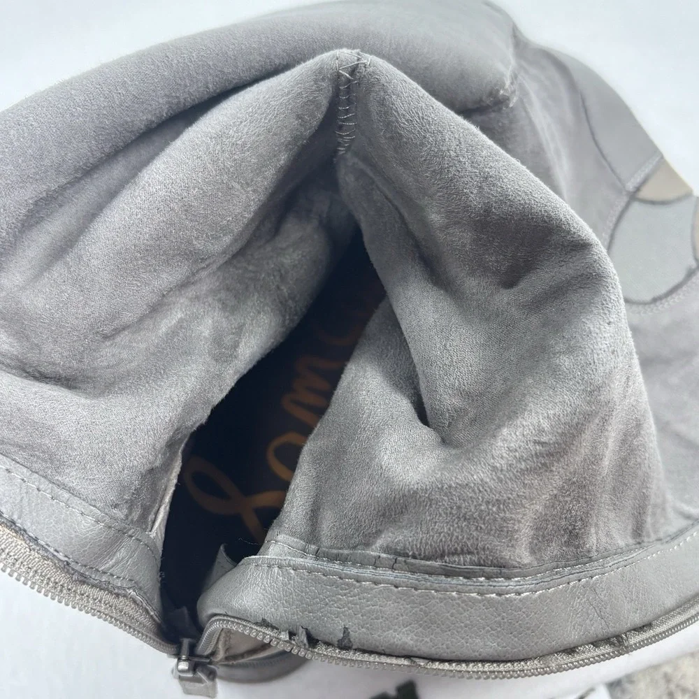 Sam Edelman Gray Riding Boots Womens 10M‎ Penny Leather Tall Equestrian Zip